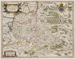 Karta över västra Ryssland Från: Norra och östra delarna, 1664 av Isaac Abrahamsz. Massa