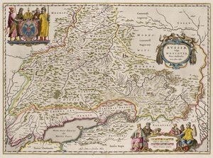 Karta över södra Ryssland från: norra och östra delarna, 1664 av Isaac Abrahamsz. Massa