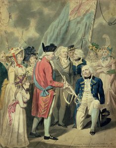 Amiral Collingwood (1750-1810) tar emot silversvärdet (akvarell på papper)
