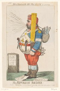 Spotprent av Charles James Fox, 1798 Den republikanske soldaten! (titel på objekt) av Isaac Cruikshank