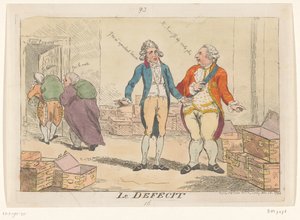 Tecknad film om den franska finanskrisen, 1788 Le Defecit (titel på objekt)