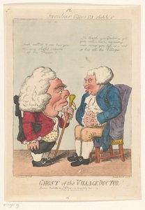 Spotprent op de dorpsarts, 1799 Ghost of the Village Doctor! (titel på objekt) Familiar Ghosts (serietitel på objekt)