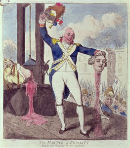 Jämlikhetens martyr: Se vårt systems framsteg, pub. av S.W. Fores, 1793 av Isaac Cruikshank