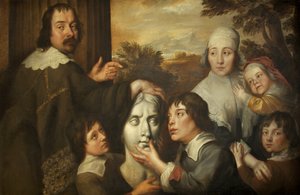 Familjegrupp (olja på duk)