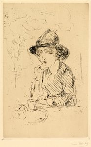 Dame aan ontbijttafel [Dam vid frukostbordet] (etsning) av Isaac Israels