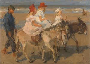 Åsnor på stranden. Omkring 1890-1901