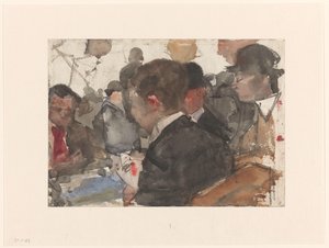 Män som spelar kort på ett café av Isaac Israels