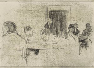 Män vid bord, eventuellt på ett kafé av Isaac Israels