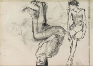 Två sittande kvinnliga nakenbilder av Isaac Israels
