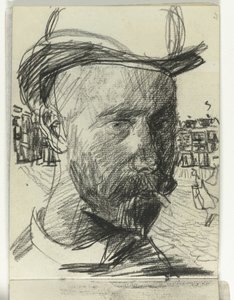 Självporträtt av Isaac Israels, rökande av Isaac Israels