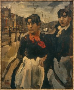 Två flickor på Lijnbaansgracht av Isaac Israels
