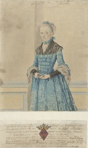 Porträtt av Maria van IJsseldijk, stående knästycke av Isaac Lodewijk la Fargue van Nieuwland