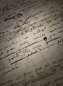Två sidor med revisioner av Principia Mathematica av Isaac Newton