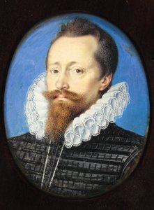 En gentleman, kanske Edward Cecil, Viscount Wimbledon (akvarell på veläng) av Isaac Oliver