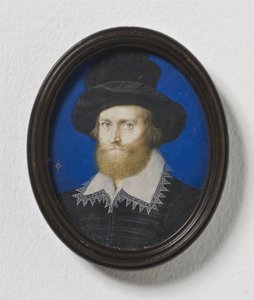 Amiral George Clifford, 3:e earl av Cumberland, ca 1600 (akvarell på pergament) av Isaac Oliver