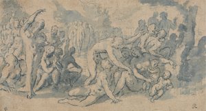 Klassisk studie med många nakenfigurer av Isaac Oliver