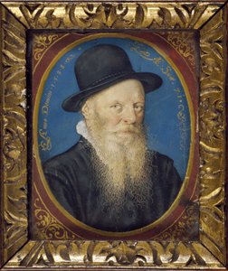 Äldre man i svart hatt, 1588 (olja på kort)