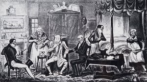 En man som lider av effekterna av överseende av Isaac Robert Cruikshank