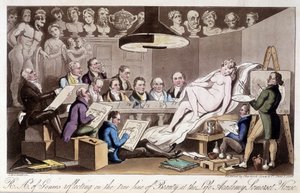 Ritkurs för vuxna. I ""The English Spy"" av Charles Molloy Westmacott. Teckning av Robert Guikshand av Isaac Robert Cruikshank