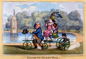 Going to Hobby Fair, 1835 (handfärgad gravyr) av Isaac Robert Cruikshank