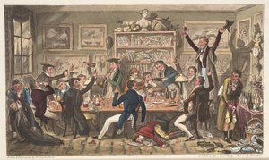 Oxford Transports, eller University Exiles, från The English Spy, publicerad London, 1824 (handfärgad gravyr) av Isaac Robert Cruikshank