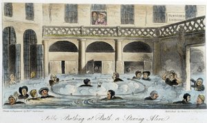 Public bath i London - i "The English Spy" av Charles Molloy Westmacott, teckning av Robert Cruikshank, London-upplagan