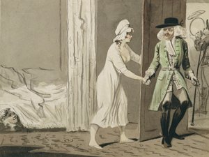 Cuckold avgår för jakten, ca 1800 (penna och bläck med wc på papper)