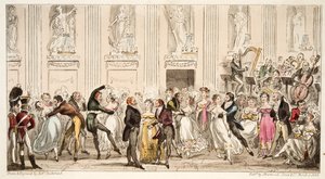 The Cyprians Ball at the Argyle Rooms, från The English Spy, pub. 1824 (handfärgad gravyr) av Isaac Robert Cruikshank