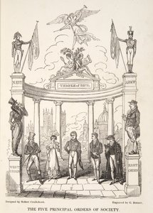 The Five Principal Orders of Society, från The English Spy, pub. 1824 (handfärgad gravyr) av Isaac Robert Cruikshank