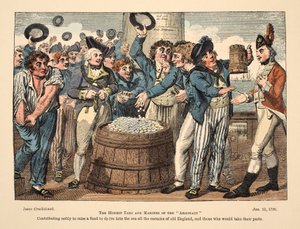 The Honest Tars and Marines of The Argonaut, pub. 1798 (handfärgad gravyr) av Isaac Robert Cruikshank