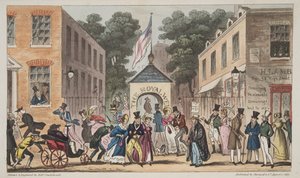 The Royal Wells, Cheltenham eller Spasmodic affections från Spa Waters, från The English Spy, pub. 1824 (handfärgad gravyr) av Isaac Robert Cruikshank
