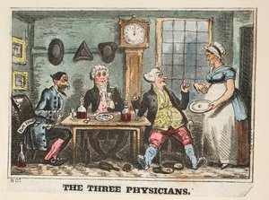 De tre läkarna, ca 1824 (handfärgad gravyr)