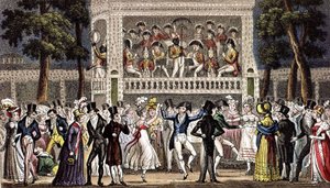 En bal på Vauxhall Garden i London ca. 1830, gravyr av Isaac Robert & George (1792 1878) Cruikshank