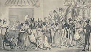In the Saloon at Covent Garden, 1821, 1920. Konstnärer: Isaac Robert Cruikshank, George Cruikshank.