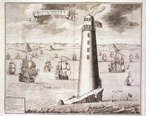 Eddystone-fyren, graverad av Hendrick Hulsbergh, 1713 (se även 40669)