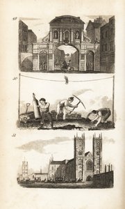 Temple Bar, Paviors och Westminster Abbey av Isaac Taylor