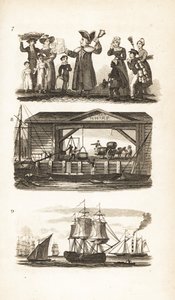 Bellman, en London Wharf och kolfartyg och kolpråm