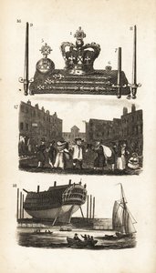 Jewel Office i Tower of London, Rag Fair och Old Clothes and Ship Building av Isaac Taylor