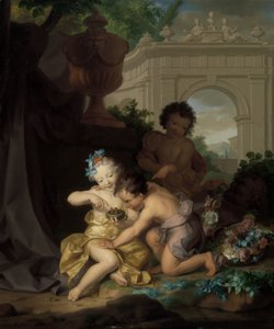 Tre barn som leker med ett fågelbo av Isaac Walraven (rejected attribution)