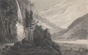 Bergigt landskap med inskription till Salomon Gessner (Schweiz)