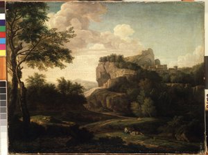 ""Landskap"" målning av Isaac de Moucheron (1667-1744) Mikalojus Konstantinas Ciurlionis Fine Arts Museum från 1700-talet, Kaunas, Litauen