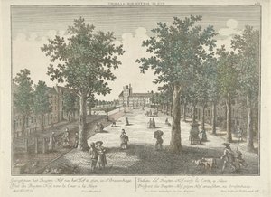 Utsikt över Buitenhof i Haag Vue du Buyten-Hof, a la Haye. (titel på objekt) av Isaac van Haastert