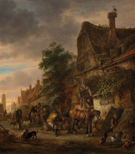 Arbetare före ett värdshus, 1645.