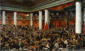 Deuxieme congres du Komintern (Internationale communiste) - Den festliga invigningen av den andra kongressen för Kommunistiska Internationalen (Komintern) - Isaak Izrailevich Brodsky (1884-1939). Olja på duk