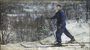 Kliment Voroshilov (1881-1969) skidåkare - Kliment Voroshilov på skidresa - Isaak Izrailevich Brodsky (1884-1939). Olja på duk av Isaak Israilevich Brodsky