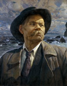 Porträtt av författaren Maxim Gorkij 1868-1939, 1936 av Isaak Israilevich Brodsky