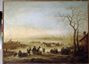 Lac Gele (Frysen sjö). Peinture de Isaac van Ostade (1621-1649)