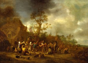 Bönder glada utanför ett värdshus, 1642