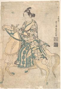 Skådespelaren Sanokawa Ichimatsu som ung samuraj till häst