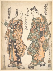 Onoe Kikugoro (till höger) som Soga no Goro; Ichimura Kamezo som Soga no Juro av Ishikawa Toyonobu